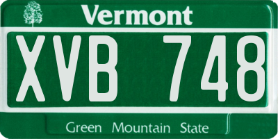 VT license plate XVB748