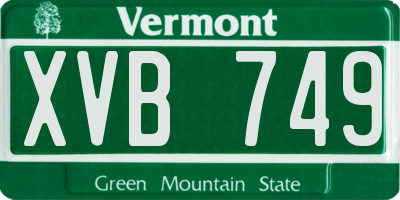 VT license plate XVB749