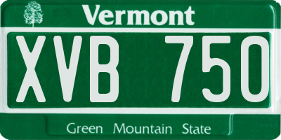 VT license plate XVB750