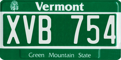 VT license plate XVB754