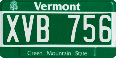 VT license plate XVB756