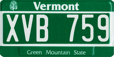 VT license plate XVB759