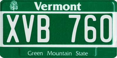 VT license plate XVB760