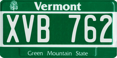 VT license plate XVB762