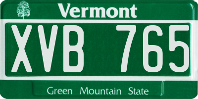 VT license plate XVB765