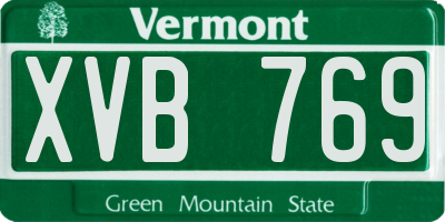 VT license plate XVB769