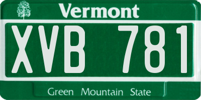 VT license plate XVB781