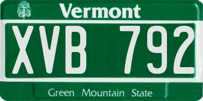 VT license plate XVB792