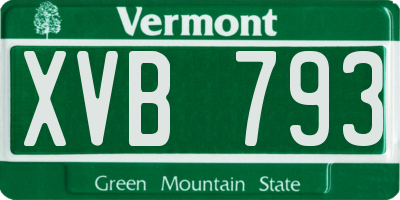 VT license plate XVB793