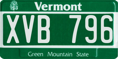 VT license plate XVB796