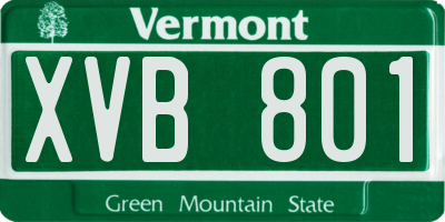 VT license plate XVB801