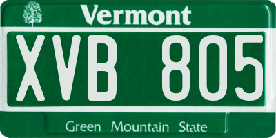 VT license plate XVB805