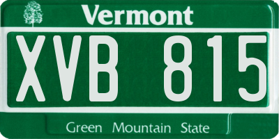 VT license plate XVB815