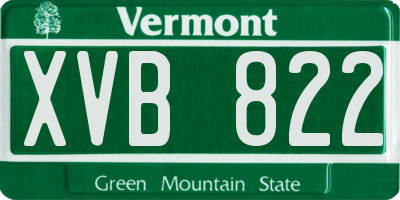 VT license plate XVB822