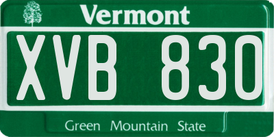 VT license plate XVB830