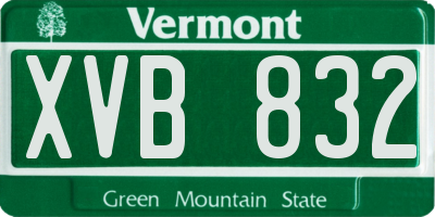VT license plate XVB832