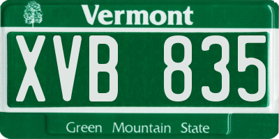 VT license plate XVB835