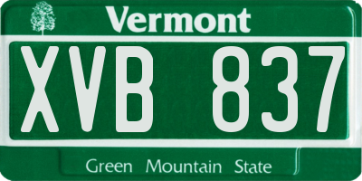 VT license plate XVB837