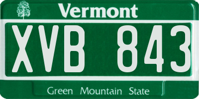 VT license plate XVB843
