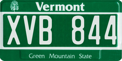 VT license plate XVB844