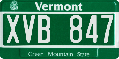 VT license plate XVB847