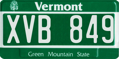 VT license plate XVB849