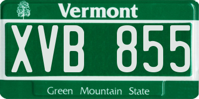 VT license plate XVB855