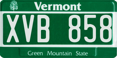 VT license plate XVB858