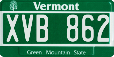 VT license plate XVB862