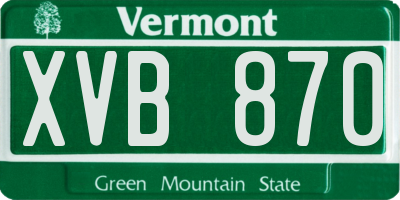 VT license plate XVB870