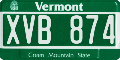 VT license plate XVB874