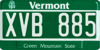 VT license plate XVB885