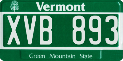 VT license plate XVB893