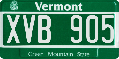 VT license plate XVB905