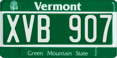 VT license plate XVB907