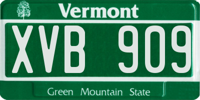 VT license plate XVB909