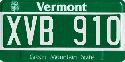 VT license plate XVB910