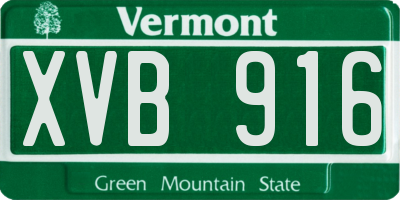 VT license plate XVB916