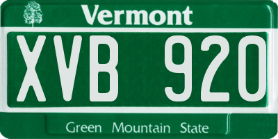 VT license plate XVB920