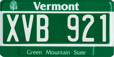 VT license plate XVB921