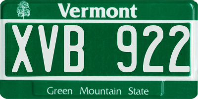 VT license plate XVB922