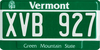 VT license plate XVB927
