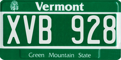 VT license plate XVB928