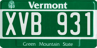 VT license plate XVB931