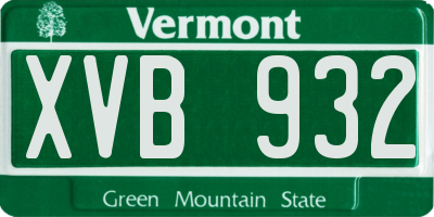 VT license plate XVB932