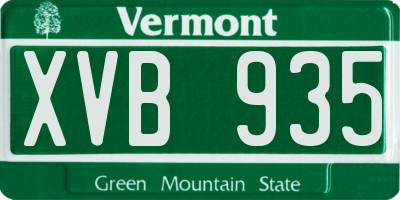 VT license plate XVB935