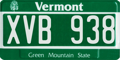 VT license plate XVB938