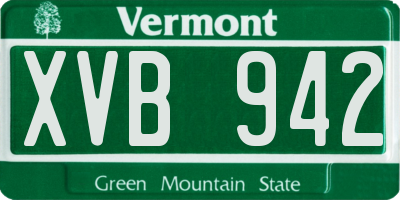 VT license plate XVB942