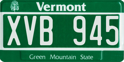 VT license plate XVB945