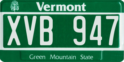VT license plate XVB947